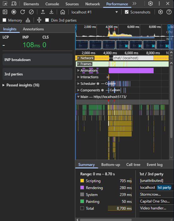 Chrome DevTools Performance Profiler